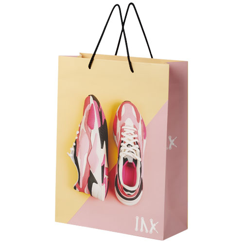 Sac en papier XL publicitaire 31x12x41 cm Blanc / Noir